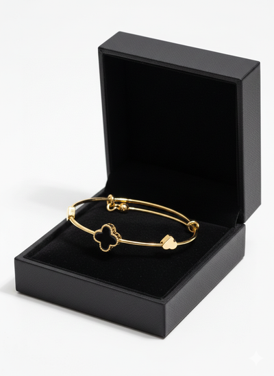 Black Four Leaf Bracelet