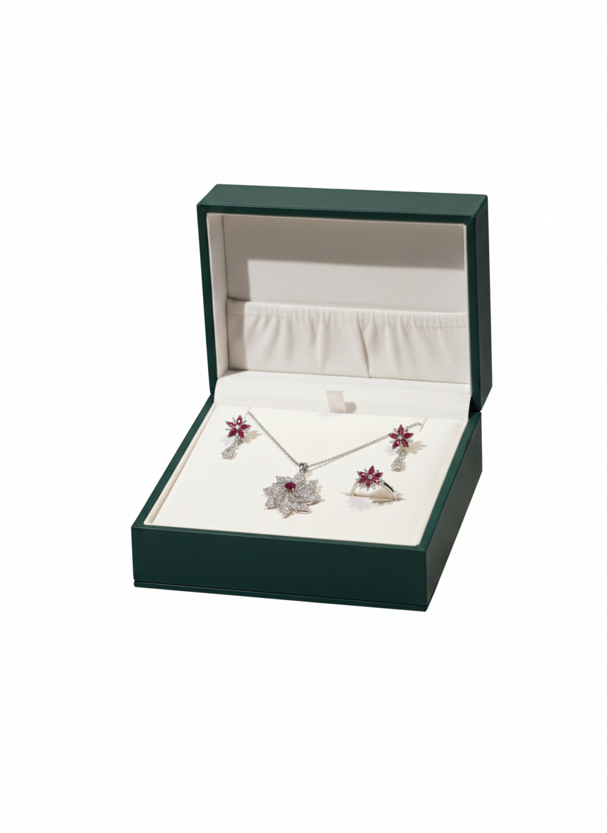 Crimson Bloom Jewelry Set